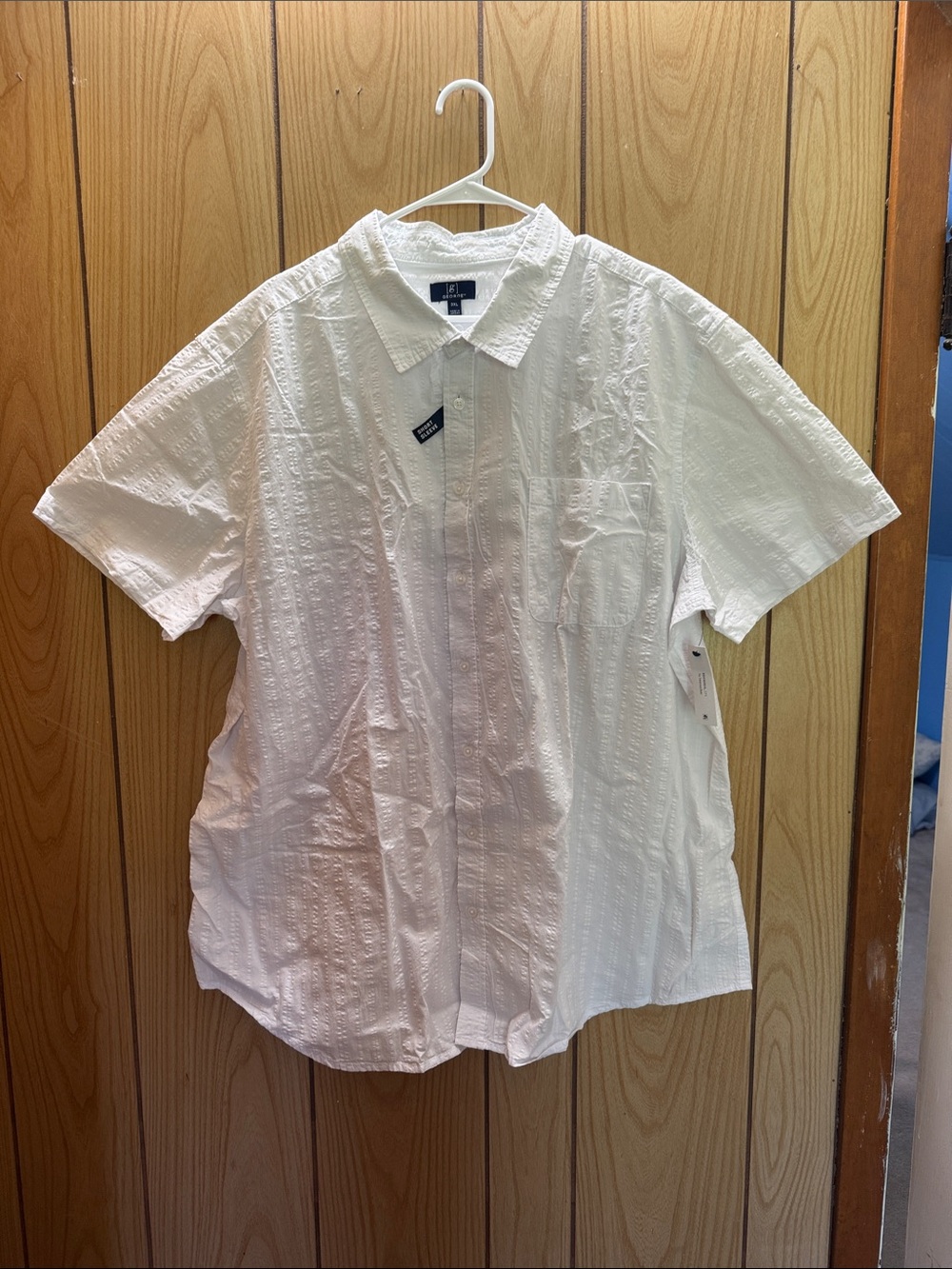 George White Short-Sleeve Textured Button-Down Shirt